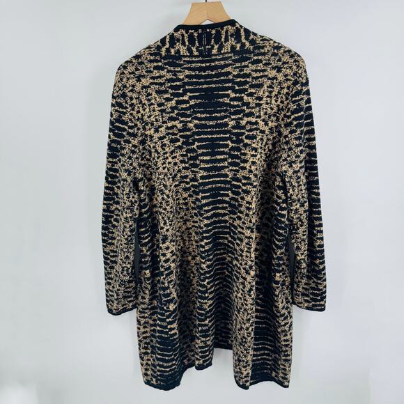 Rafaella Black Gold Textured Knit Longline Open Front Cardigan Size 1X Dressy - Picture 2 of 6